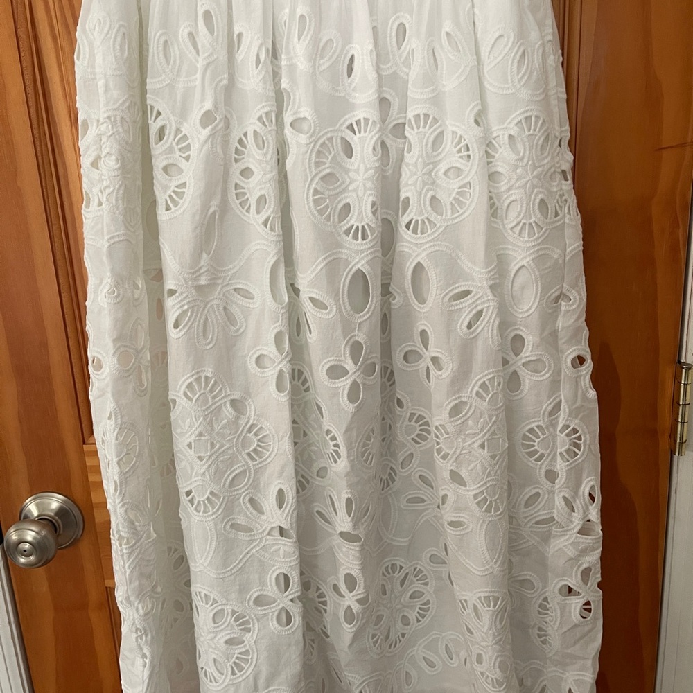 Ann Taylor Elegant White Eyelet Midi Dress - Picture 6 of 6